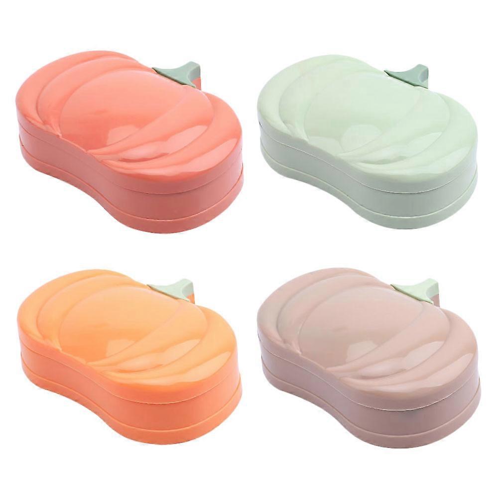 Soap Boxes with Lid Pumpkin Shape for Storage 4Pcs Bathroom Soap Boxes Assorted