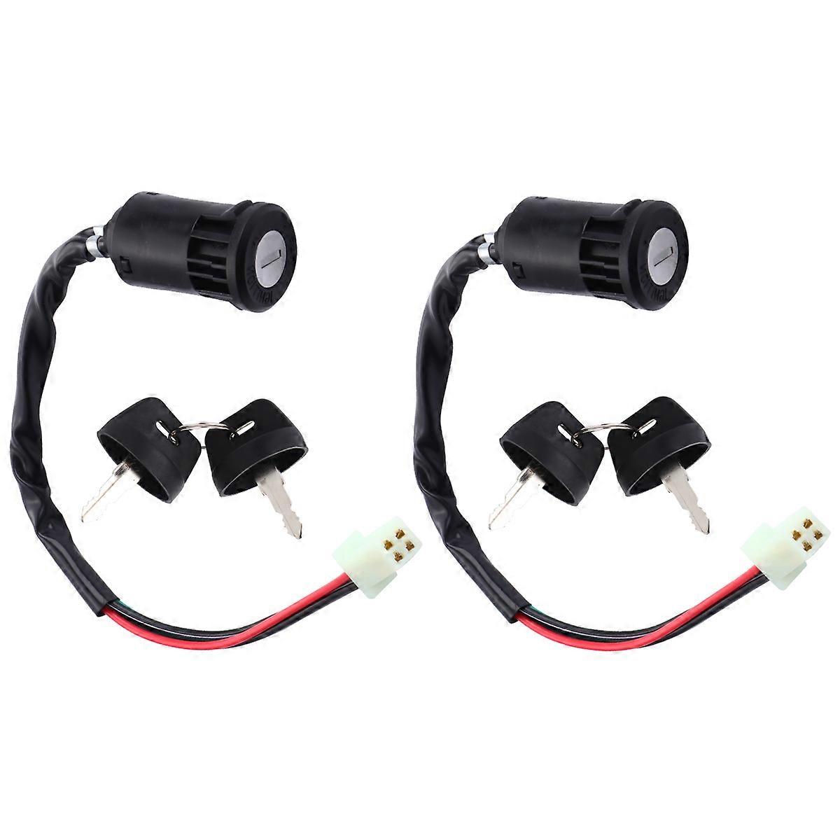 Black Ignition Lock Cylinder Motorcycle Engine Start Ignition Key Switch 4 Key