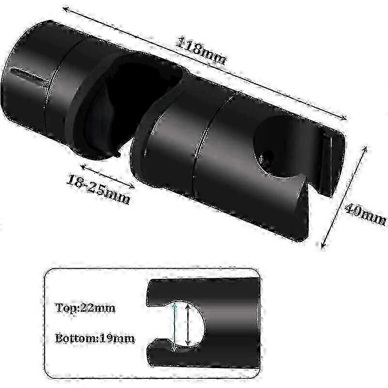 Black Shower Holder Adjustable compatible with 18-25mm Shower Pipe ABS Material