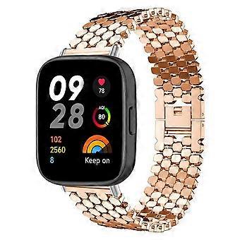 Correa metálica con textura de escamas de pez para Redmi Watch 3, correa de repuesto ajustable para reloj inteligente, solo la correa.