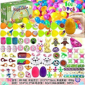 100-Piece Prefilled Easter Eggs Set Colorful Plastic Eggs with Assorted Toys Inside, Perfect for Egg Hunts, Party Favors & Easter Basket Stuffers, Id