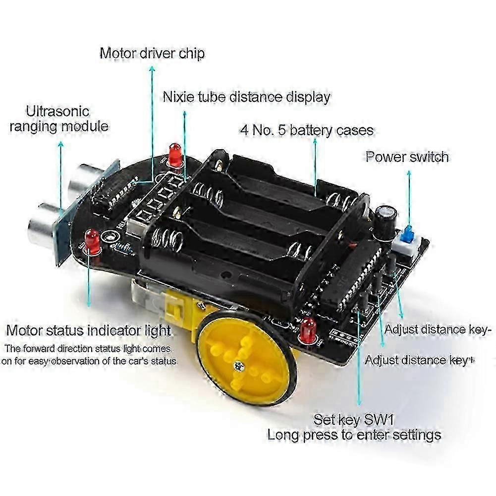 Smart Car DIY Electronic Kit 51 MCU Ultrasonic Obstacle Avoidance Car Automatic Ranging Robot Programming DIY Kit simple