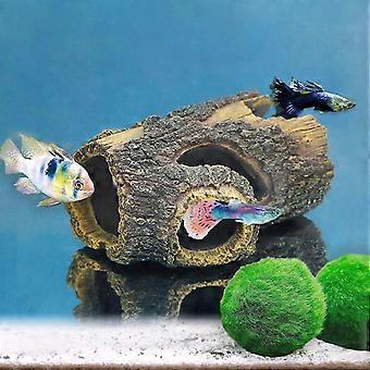 Resin Hollow Tree Trunk Betta Log Aquarium Decorations Ornament Fish House Cave Wood House Decor for Small and Medium Fish Tank core