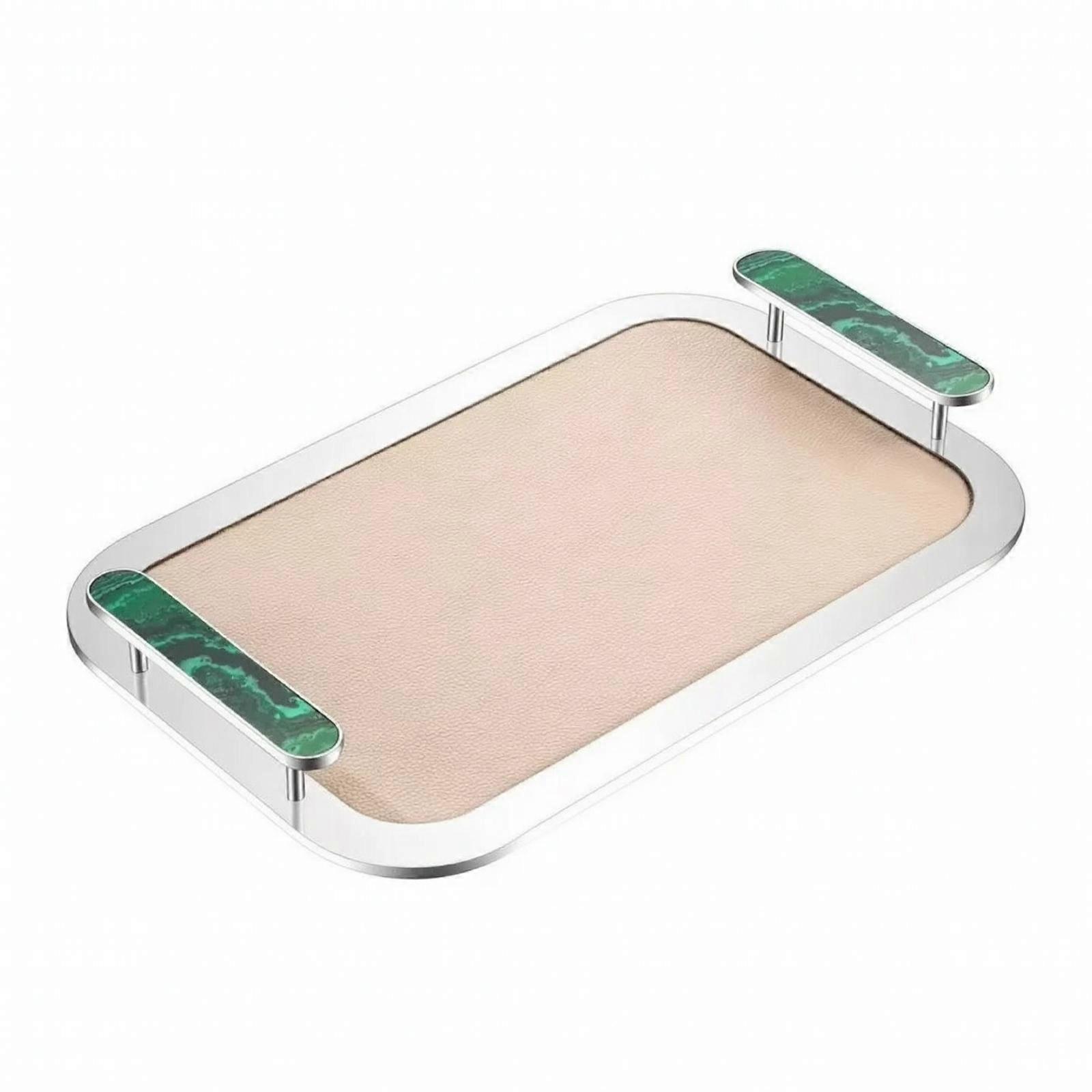 Rectangular Serving Tray Mirror-Finish Platter Silver for Coffee Table