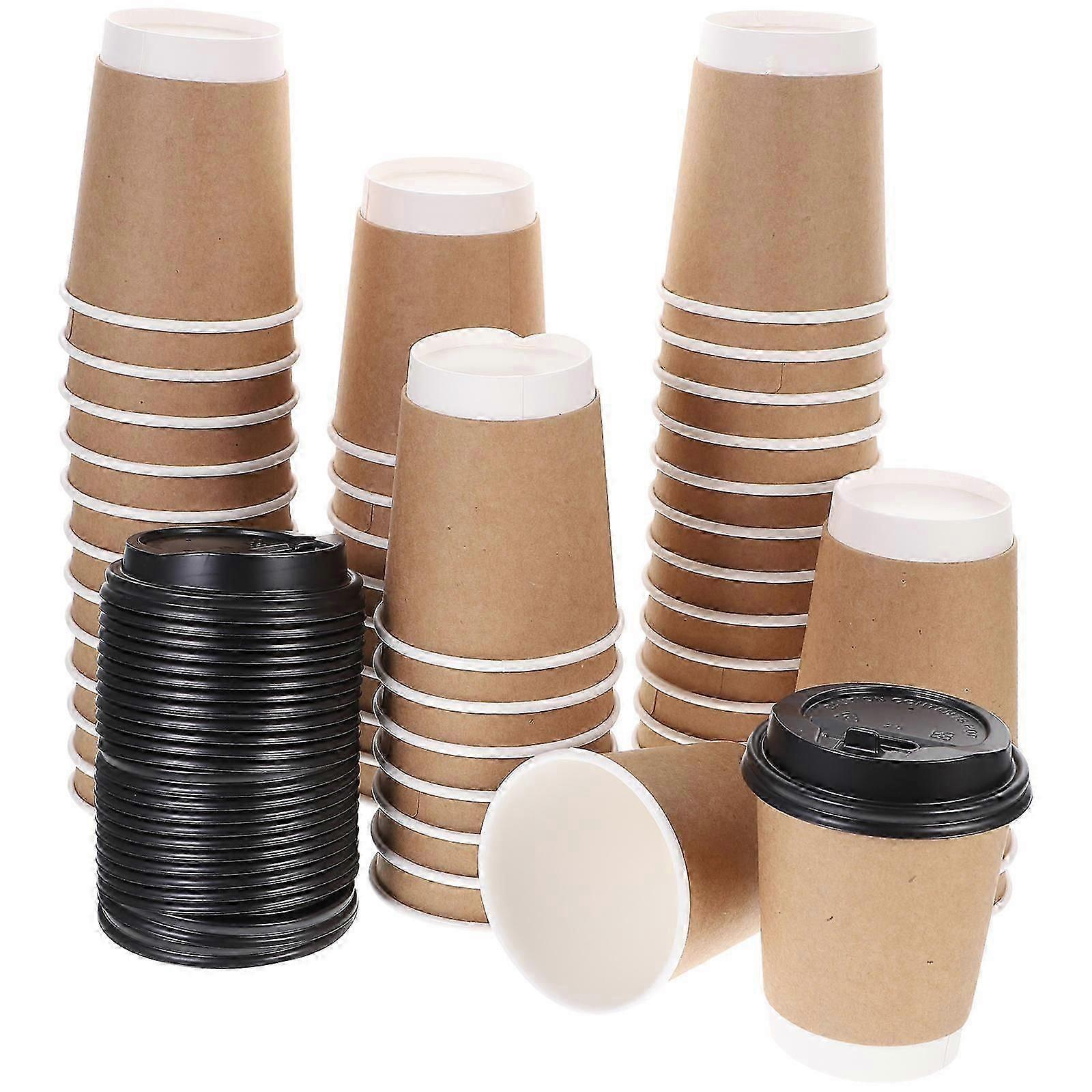 Double Layer Paper Cups Black 1Set Party Cup compatible with Home Use Versatile Usage