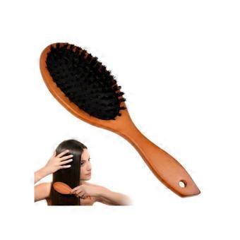 Oval hairbrush with natural boar bristles, wooden scalp massage brush, anti-static, detangling for women and men
