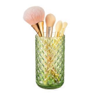 Glazen make-up borstelhouder - multifunctionele organizer voor cosmetische borstels (groen L)