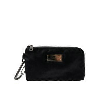 Dolce & Gabbana Black Nylon Logo Plaque Keyring Pouch Clutch Bags