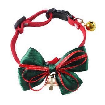 Christmas Bow Collar - Plaid Print Pet Collar with Bell, Adjustable Holiday Bow Tie Necklace for Dogs and Cats, Red Green dkcf