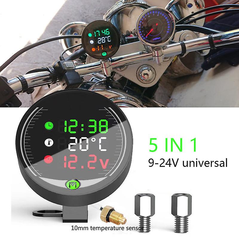NORXI Motorcycle Water Temperature Meter Fahrenheit Thermometer Universal Digital Water Temperature Gauge Super Slim Style Thermometer For Racing Scooter LED Display DC 12V (Green