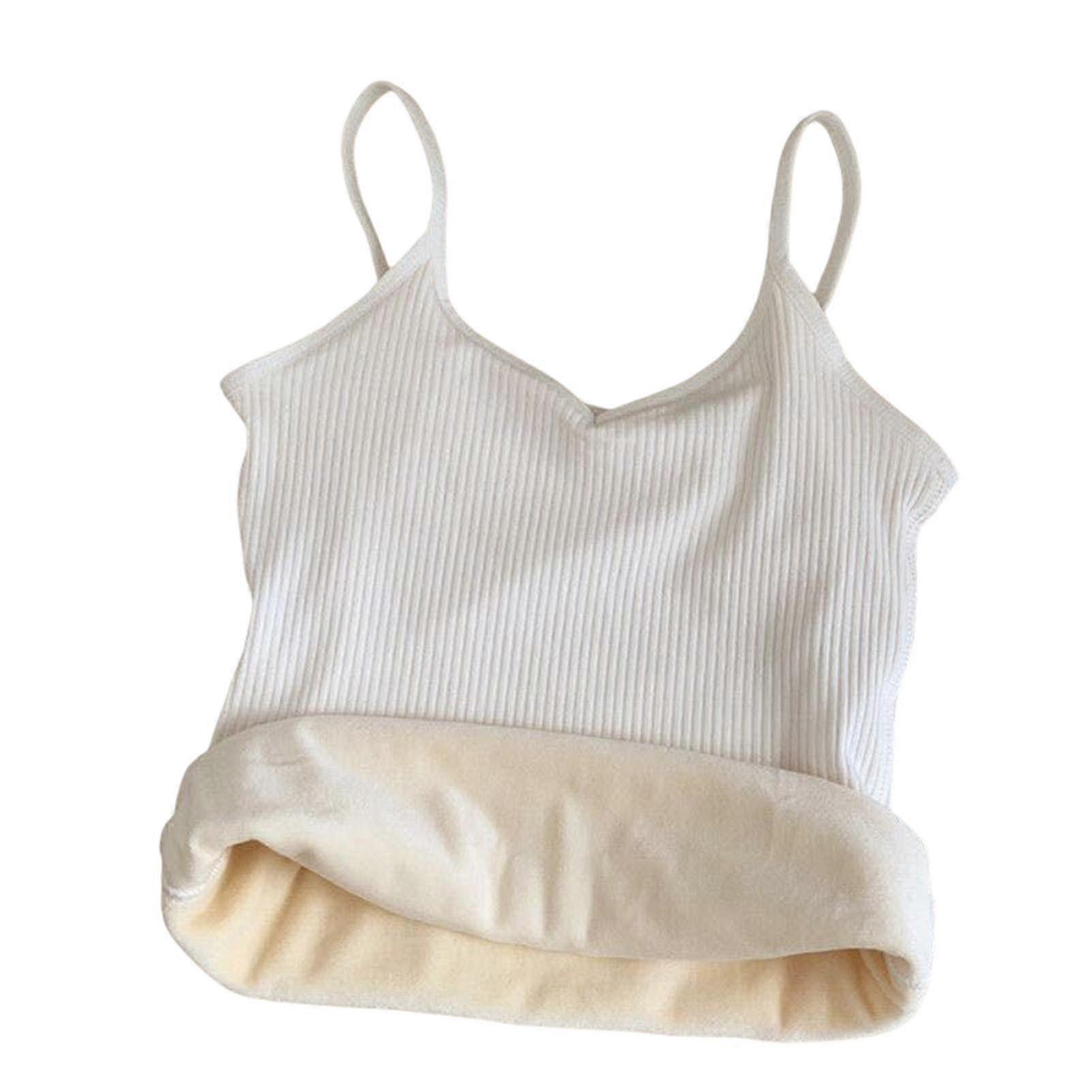 Ick Spaghetti Straps Camisole Plush Vest Spaghetti Straps Solid Color Fleeces Lining 90-130