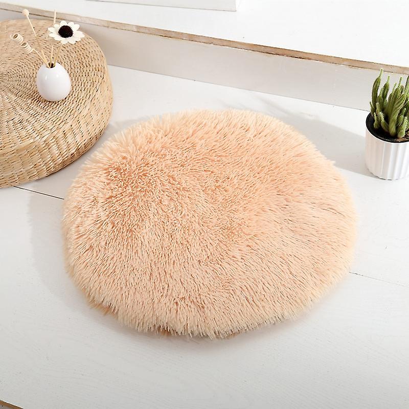 Plush Cat Bed Mats Round Pet Bed For Small Dogs Soft Fleece Sleeping Mat Pet Nest Cushion Apricot