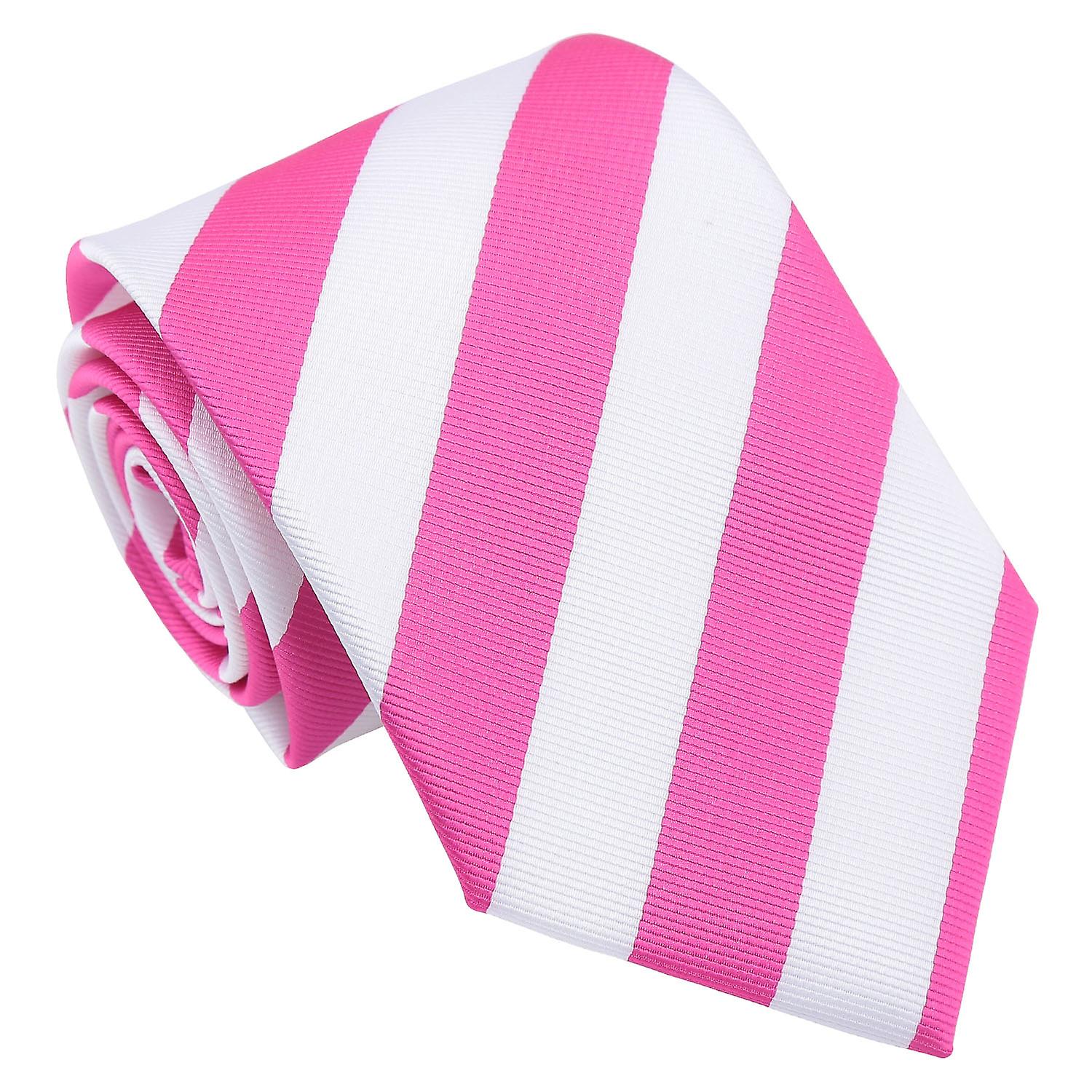 Hot Pink and White Classic Stripe Tie
