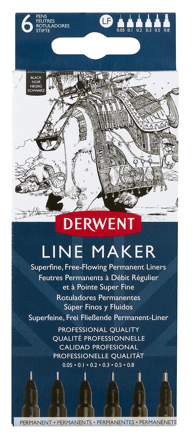 Derwent Line Maker Pen Black Set of 6