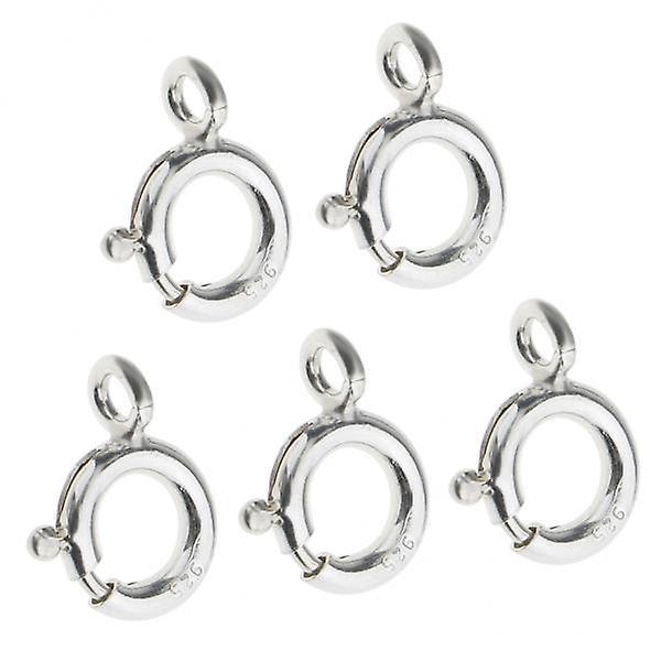 6x5pcs 925 Sterling Silver Spring Ring Clasp with Open Ring Connector  8mm