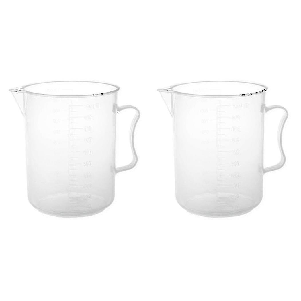 2x 1000ml Transparent Graduated Beaker With Handle