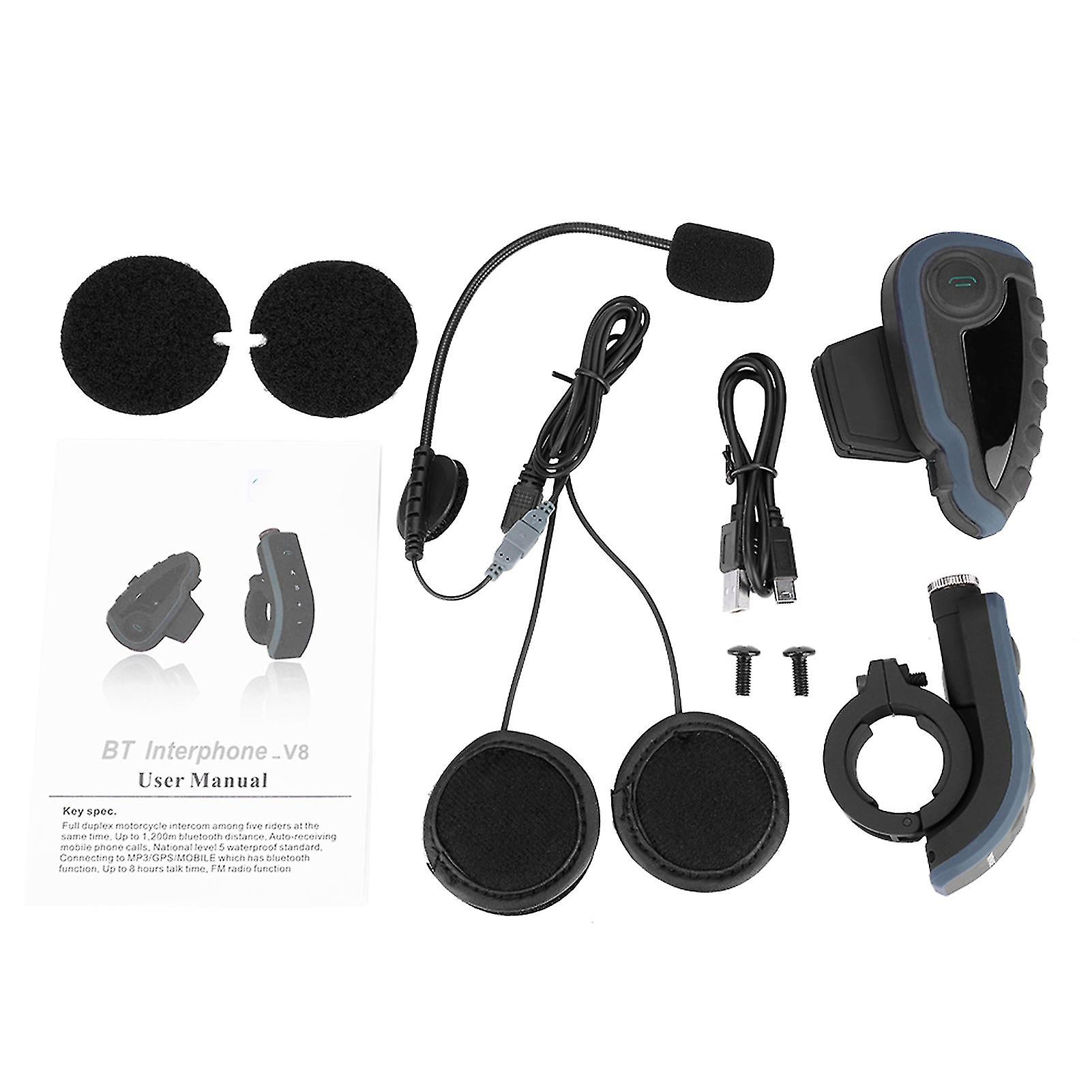 Bluetooth Motorcycle Rider Helmet Headset Intercom With Remote Control Speaker Microphone Kit