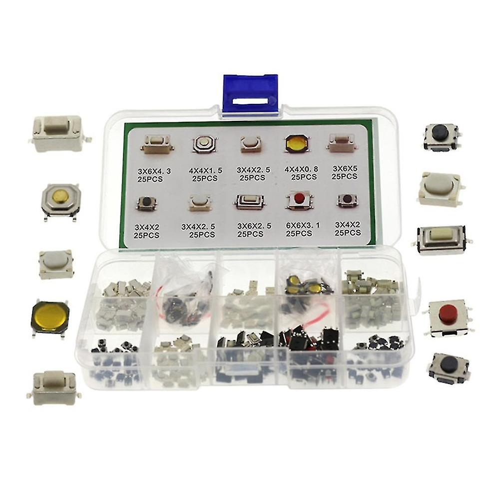 250pcs Car Remote Control Key Switch Repair Small Switch Tactile Push Button Switches Component Pac
