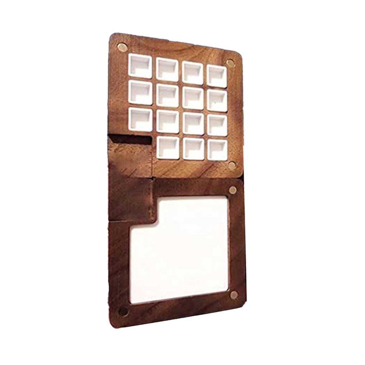 Portable Sketchbook Palette 15 Grids Wooden Mini Travel Paint Palette Magnetic Palette Box for Wate