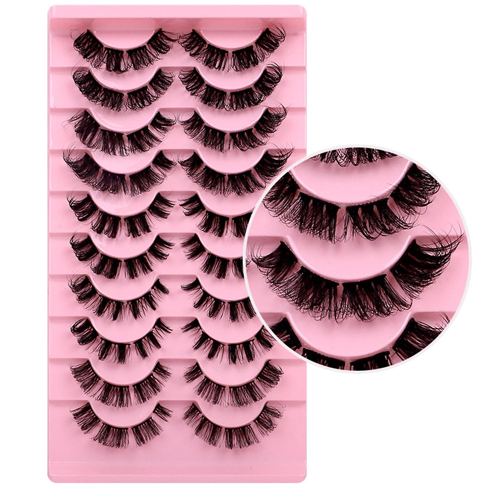 10 Pairs False Eyelashes Pack Multilayered Bushy Russian Dd Curl Lashes For Wedding Stage Makeup