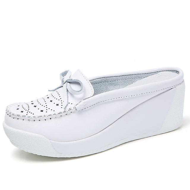 Women Flat Platform Shoes Summer Cut Out New Leather Suede Moccasins Shoes Ladies Wedge Casual Shoes Slip On Woman Flats