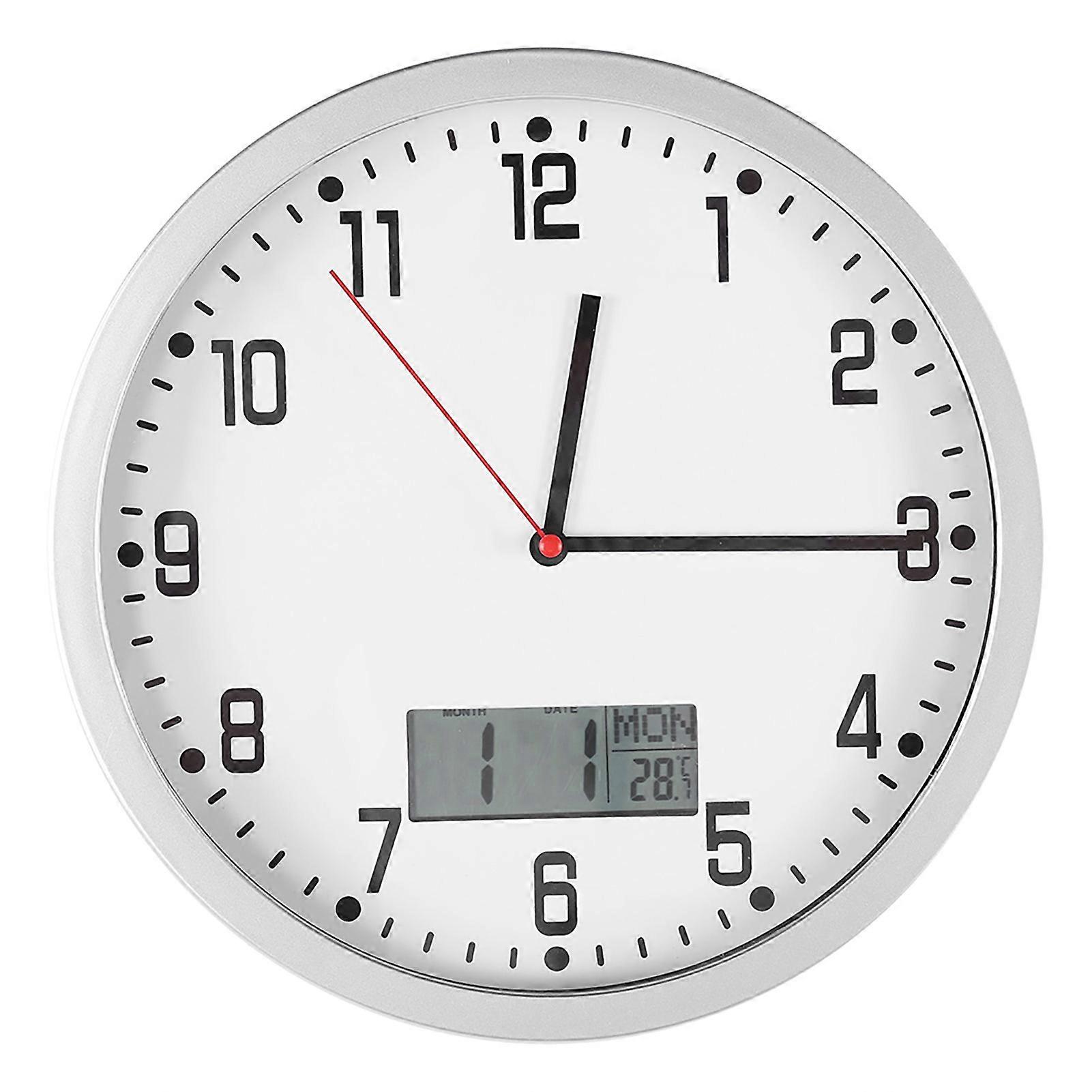 Multifunctional Modern Wall Clock with Date Temperature Display Home Office Bedroom Decor