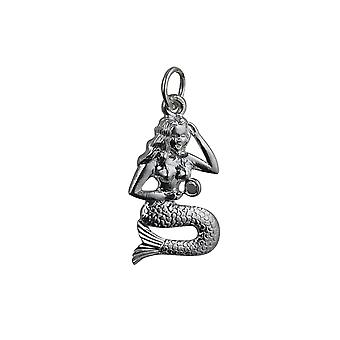 Silver 21x14mm Mermaid Pendant or Charm
