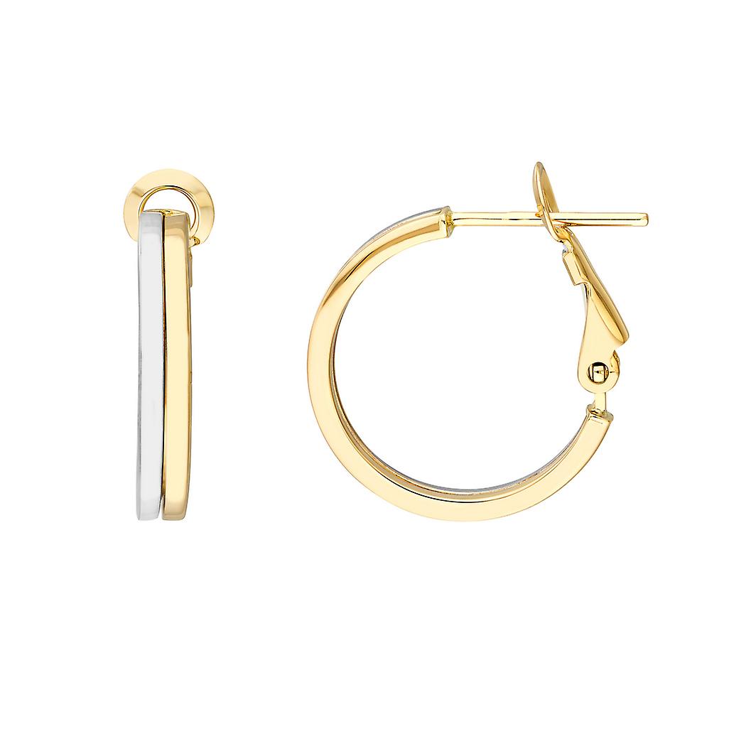 14Kイエローとホワイトゴールド18mmツートンオメガバックピアス女性用スタッドピアス