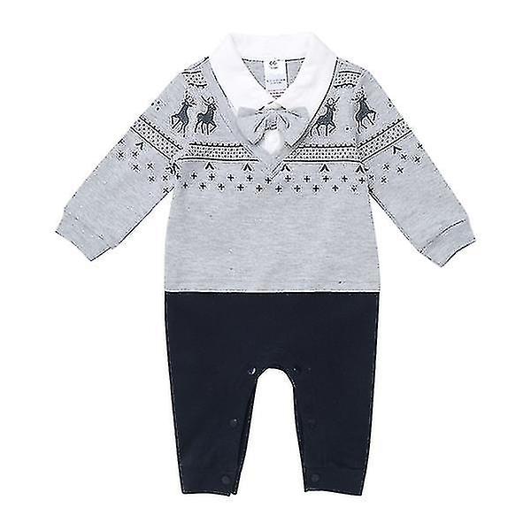 Baby Toddler Outfits Infant Boys Gentleman Long Sleeve Tuxedo Outfits With Bow Tie 6-9months