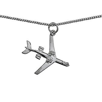 Silver 24x29mm Aeroplane Pendant with a curb Chain 24 inches