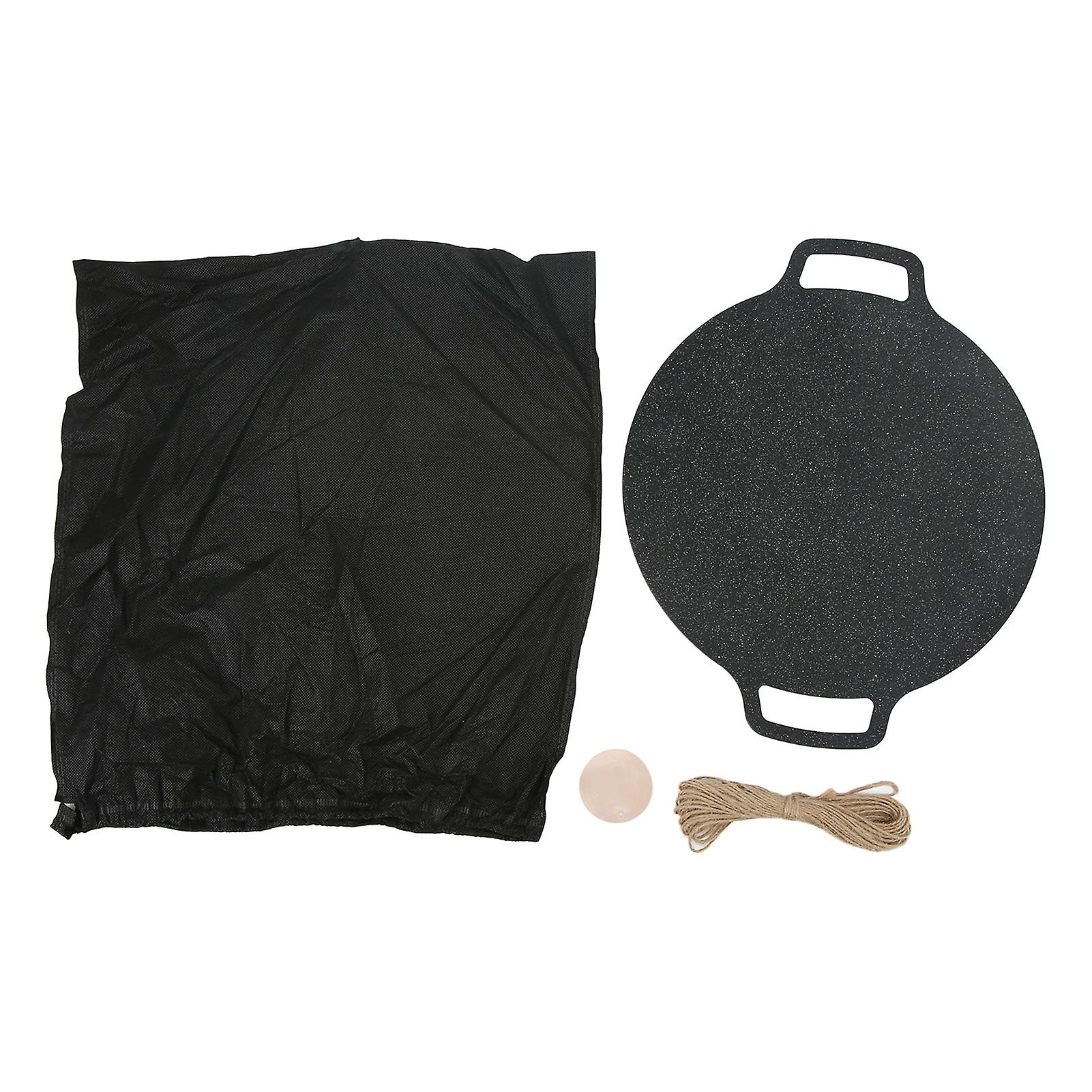 Grill Plate Stick Proof Round Prevent Greasy Portable Barbecue Frying Plate with Dual Handle for Camping Picnic