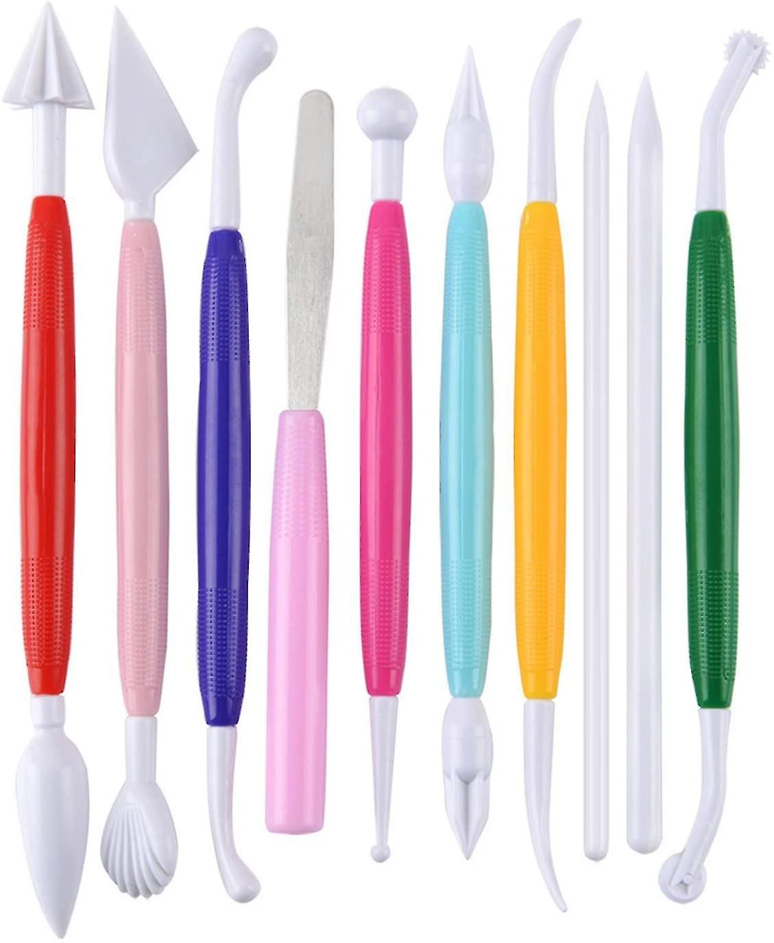 10 Pieces Plastic Clay Tools Modeling Clay Tools For Kids Shaping And Sculpting, Assorted Colors