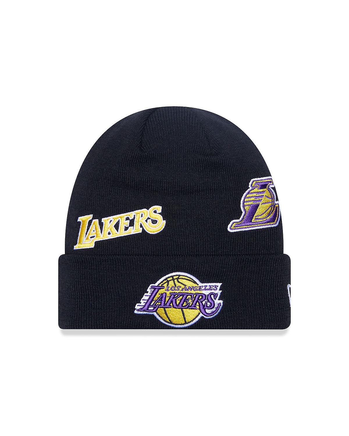 New Era Mens Knitted Multi Patch Cuff Beanie ~ LA Lakers