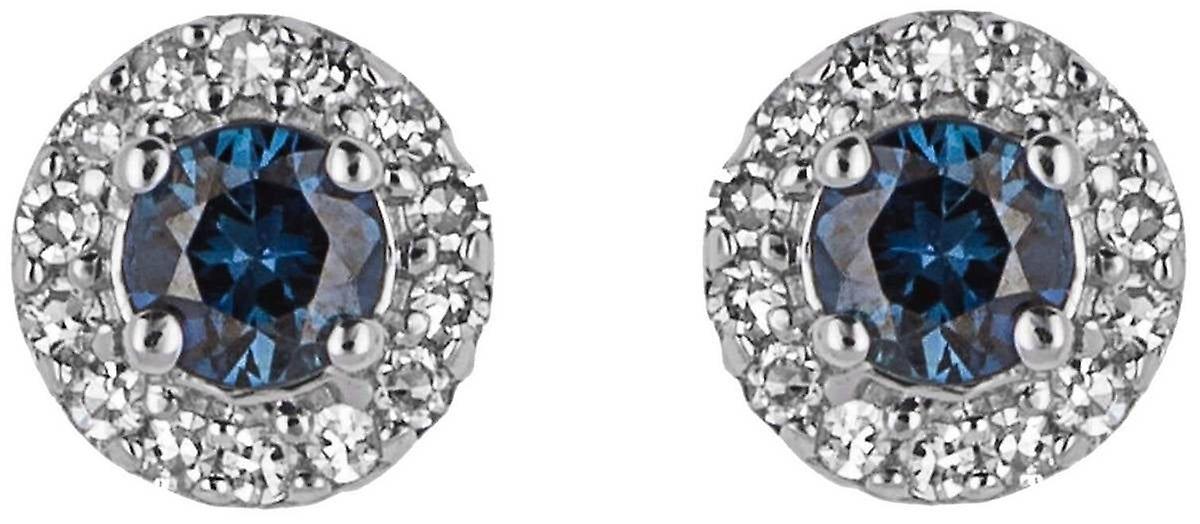 Elements Gold Sapphire and Diamond Earrings - Blue/Silver