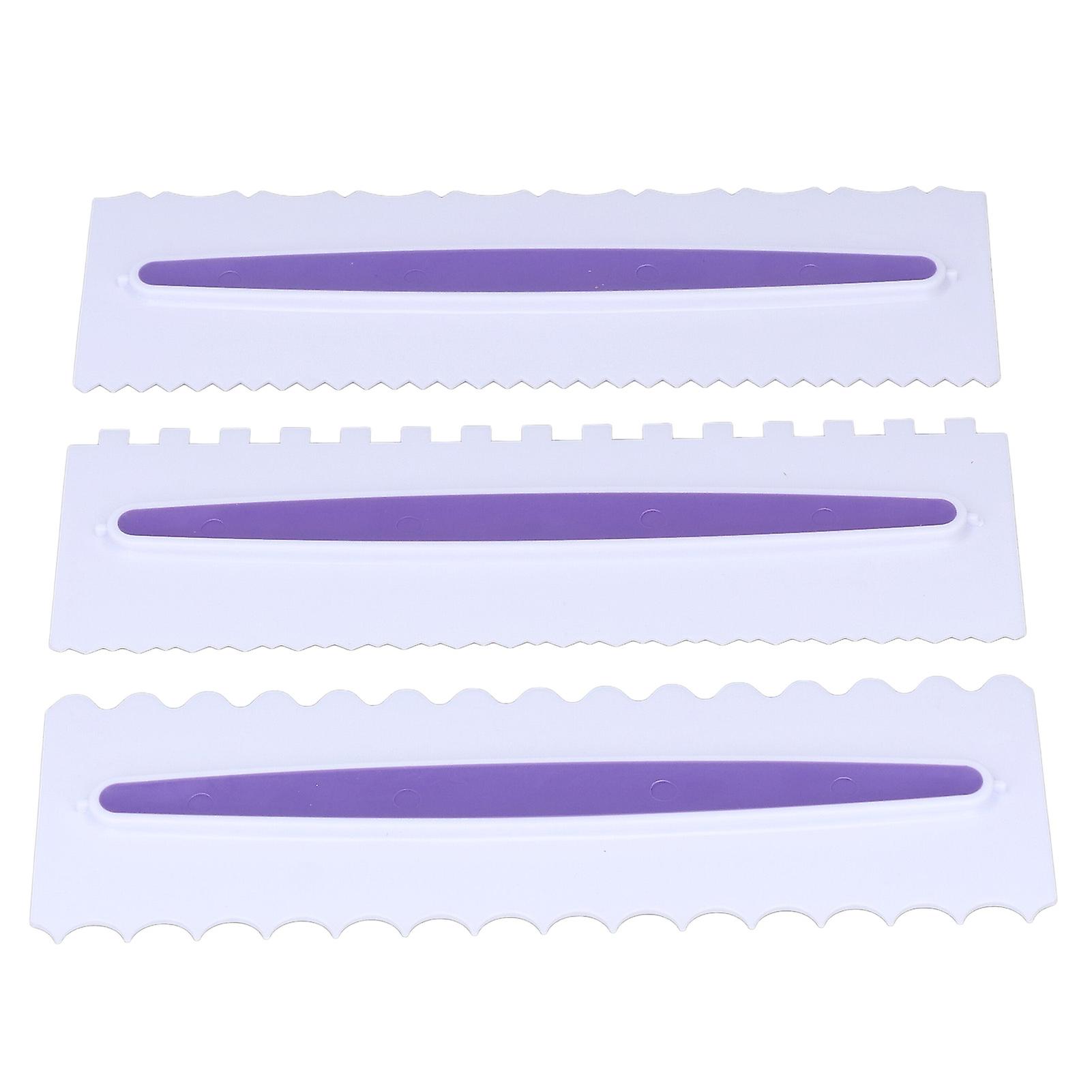 3Pcs Cake Scraper Premium Plastic Durable Glossy Surface Easy Operation Icing Smoother