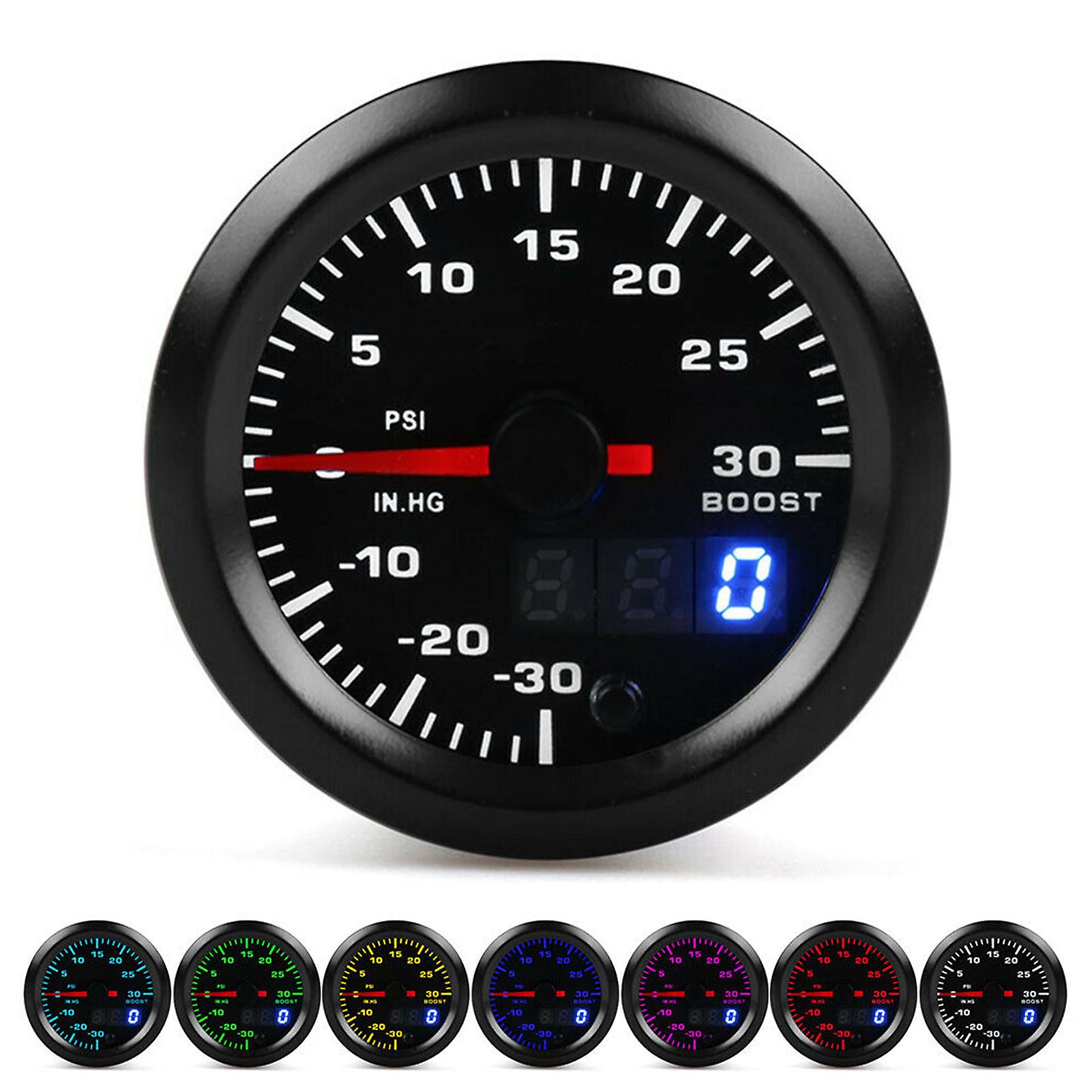 2in/52mm Universal 7 Colors LED Boost Sensor PSI Pressure Gauge Digital Display Pointer
