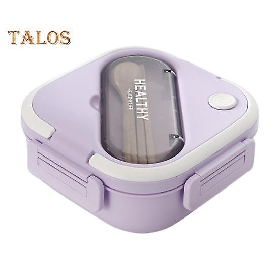 1 Set Bento Case Large Capacity Storing Easy to Clean Useful School Students 3 Grids Lunch Case with Cutlery Household Supplies