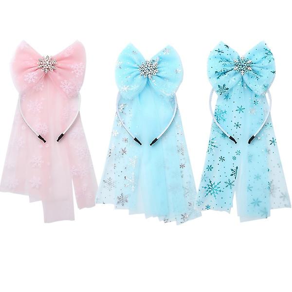 Cute Snowflake Crystal Long Mesh Headband for Kids
