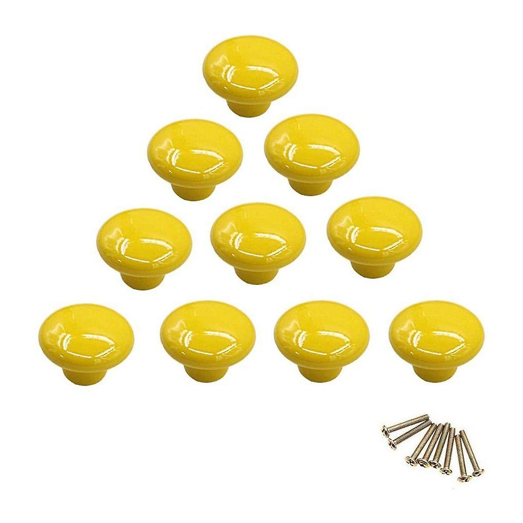 10 Round Colorful Ceramic Cabinet Knobs Single Hole Pull Handle for Drawer, Dresser, Cabinet