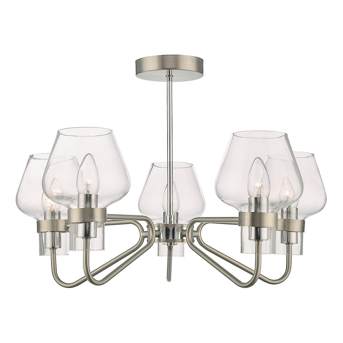 Keta Semi Flush Ceiling Light Light Satin Chrome & Polished Chrome, 5x E14