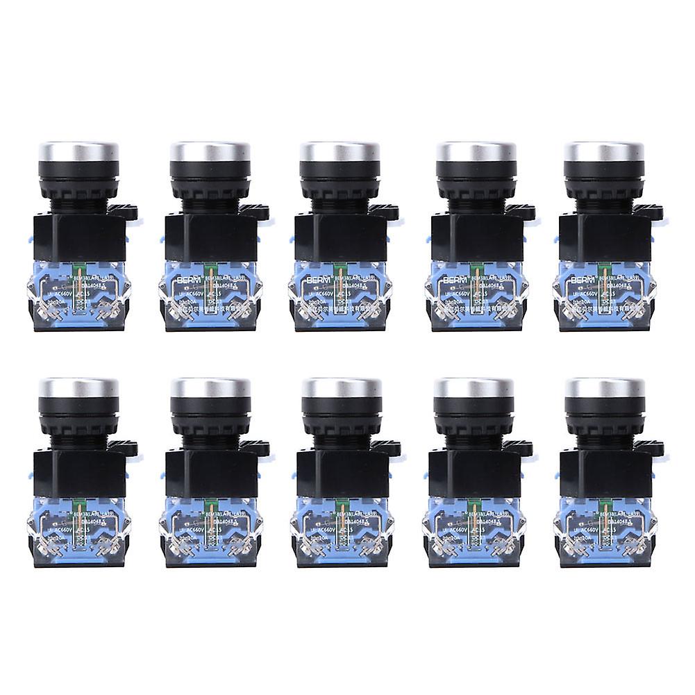 10Pcs BEM38-11 Automatic Reset 1 Open 1 Close Flat Push Button Key Switch 22mmGreen