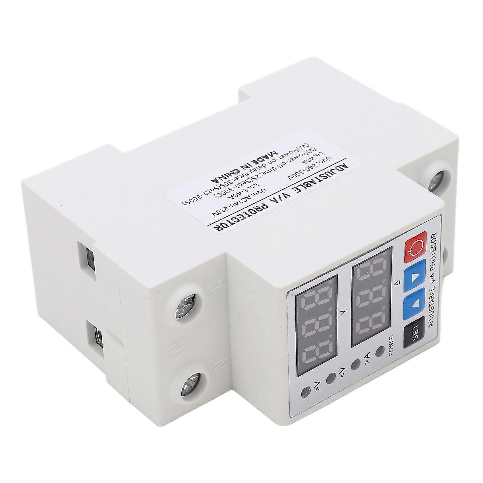 Over Under Voltage Protective Device Adjusting Dual Display Overcurrent Overload Arrester 40A 240V‑300V 