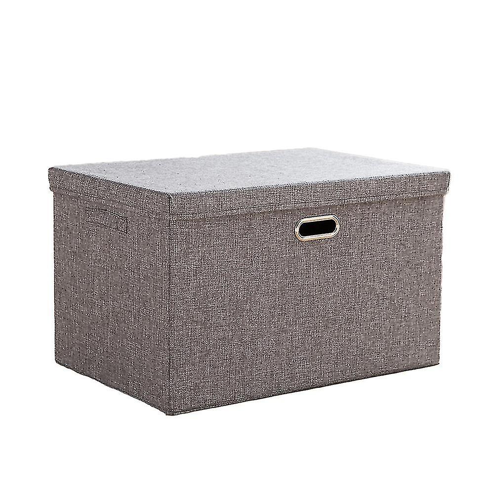 Foldable Linen Fabric Storage Bin With Lid