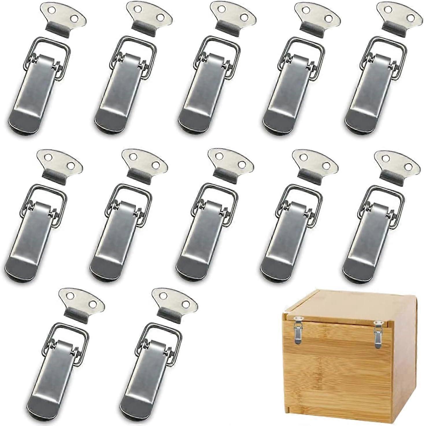 12Pcs Stainless Steel Spring Loaded Toggle Latch Lever Catch Drawer Hardware for Toolbox Suitcase and Trunk