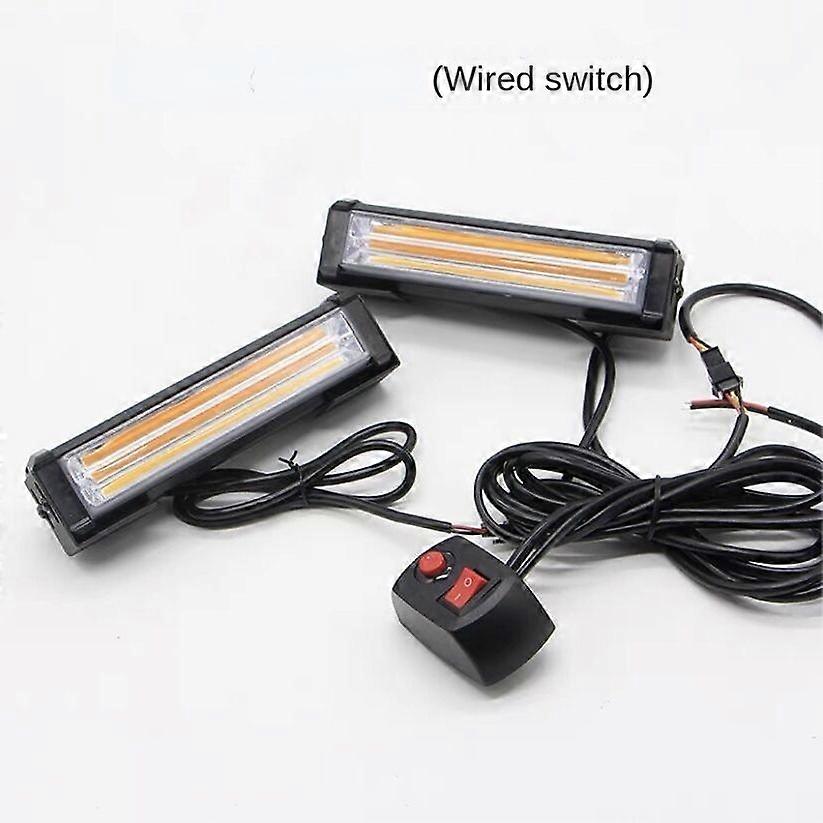 Remote-controlled one-trailer two-COB flashing car light truck 12V24V front bar middle net led opening strobe warning car light