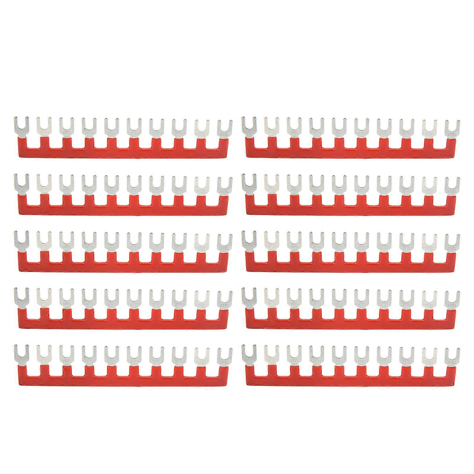 10pcs Barrier Fork Type Stripe 400V 25A PVC Sheath Copper Material TB Jumper Block Terminal Strips for Household Appliances TB 2510