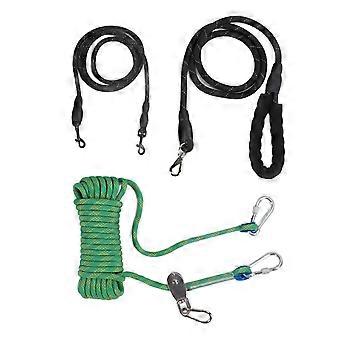 Dog Traction Rope Reflective 360 Degree Tangle Free Safe Heavy Duty Dog Leash for Outdoor Walking Camping 32.8ft Green