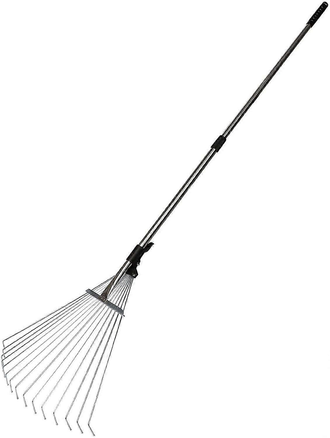 Garden Leaf Rake Adjustable Lightweight 62.6". Telescopic Metal Rake