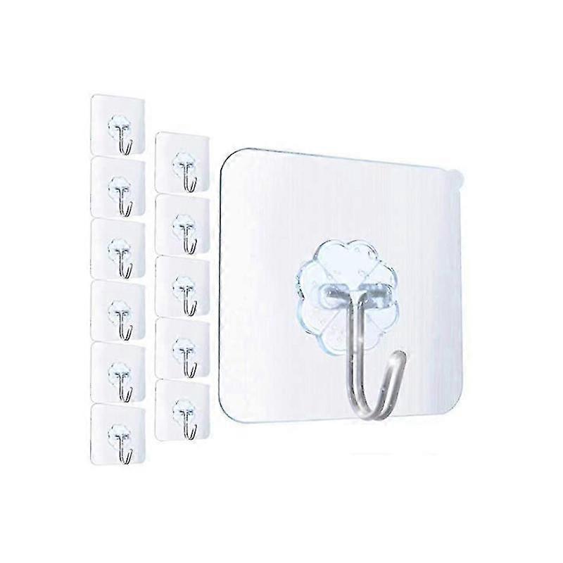 GYFDYM Adhesive Hooks, 12 Pack Heavy Duty Wall Hooks 8kg (max) Self Adhesive Hook