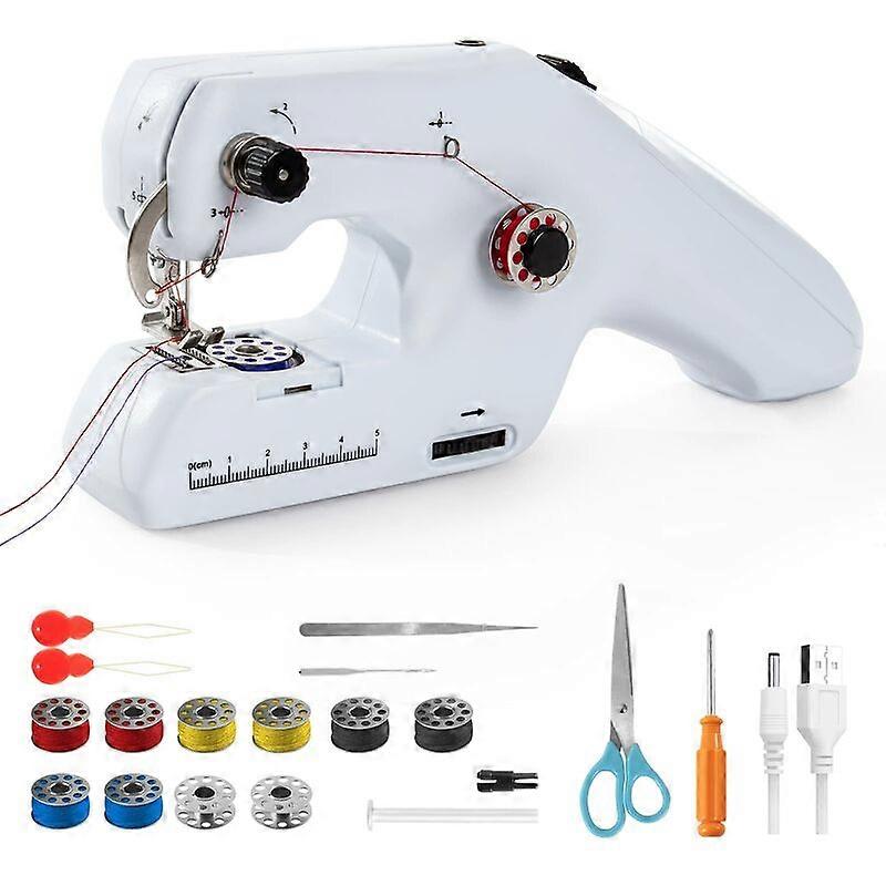 Handheld Sewing Machine, Mini Portable Electric Twin Thread Cordless Quick Sew Sewing Machine with Ergonomic Handle.